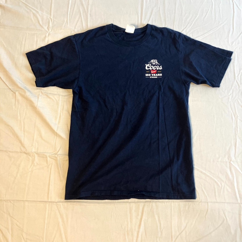 Port & Company Ring Spun Fan Favorite T Shirt Men Small Blue Coors Banquet Print